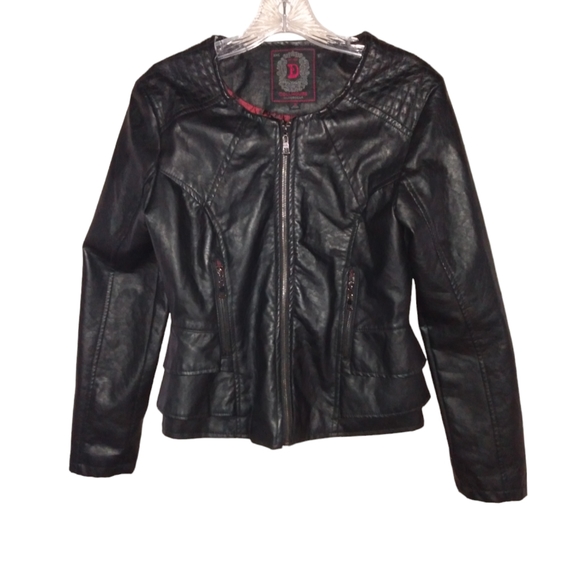Dollhouse Jackets & Blazers - NYC Dollhouse Full Zip Lined PVC Faux Leather Motorcycle Jacket Black Small